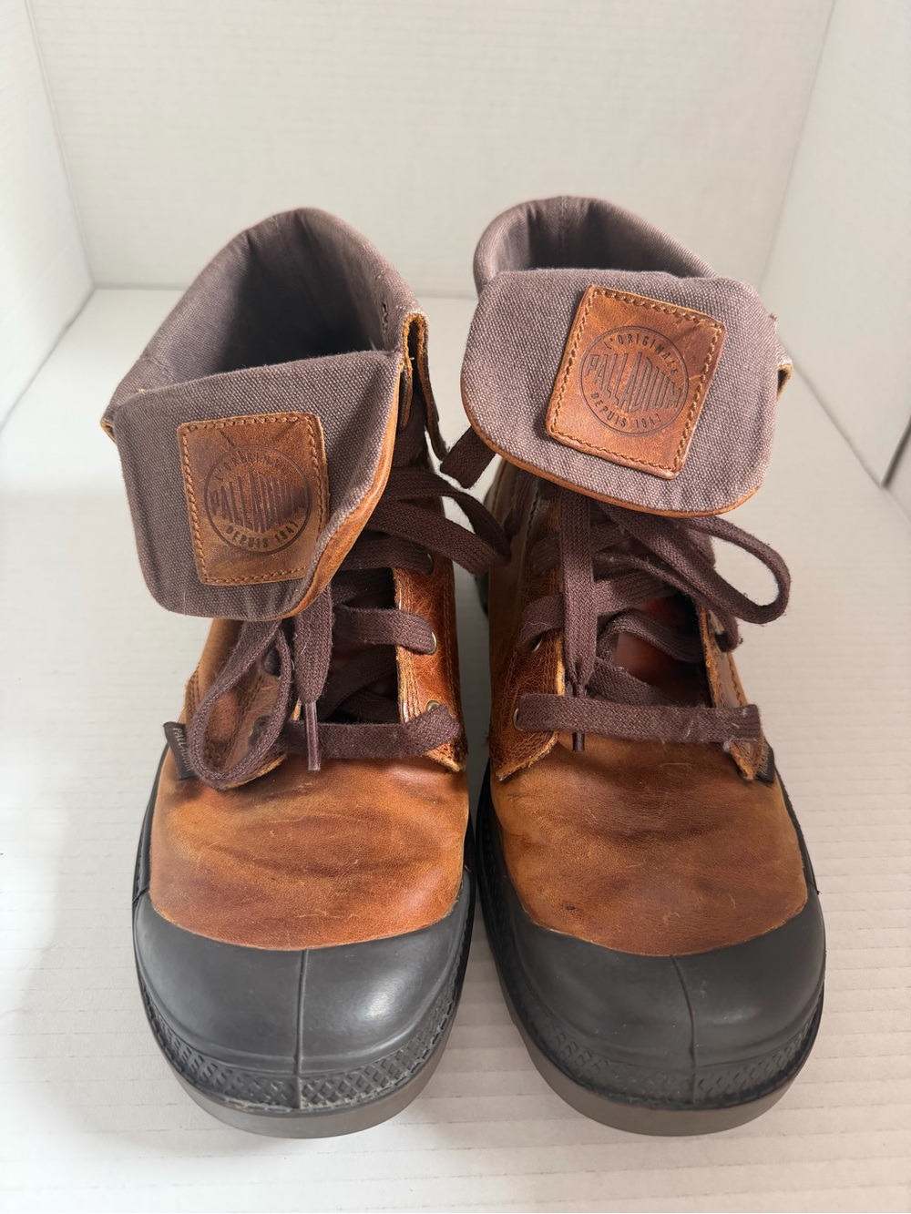 Palladium boots, mens 8 brown leather combat tactical, excellent condition
